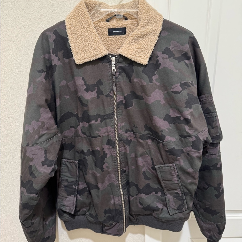 Zanerobe Camouflage Bomber with Sherpa Collar